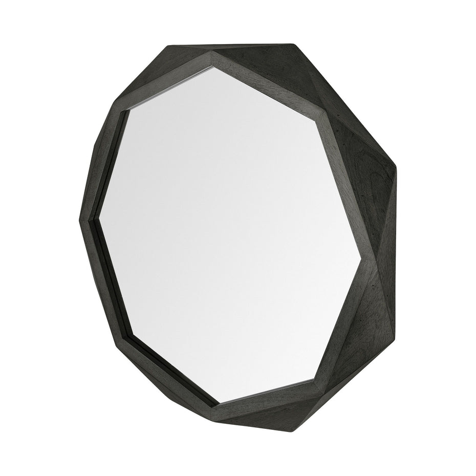 41" Octagon Wood Frame Wall Mirror - Black