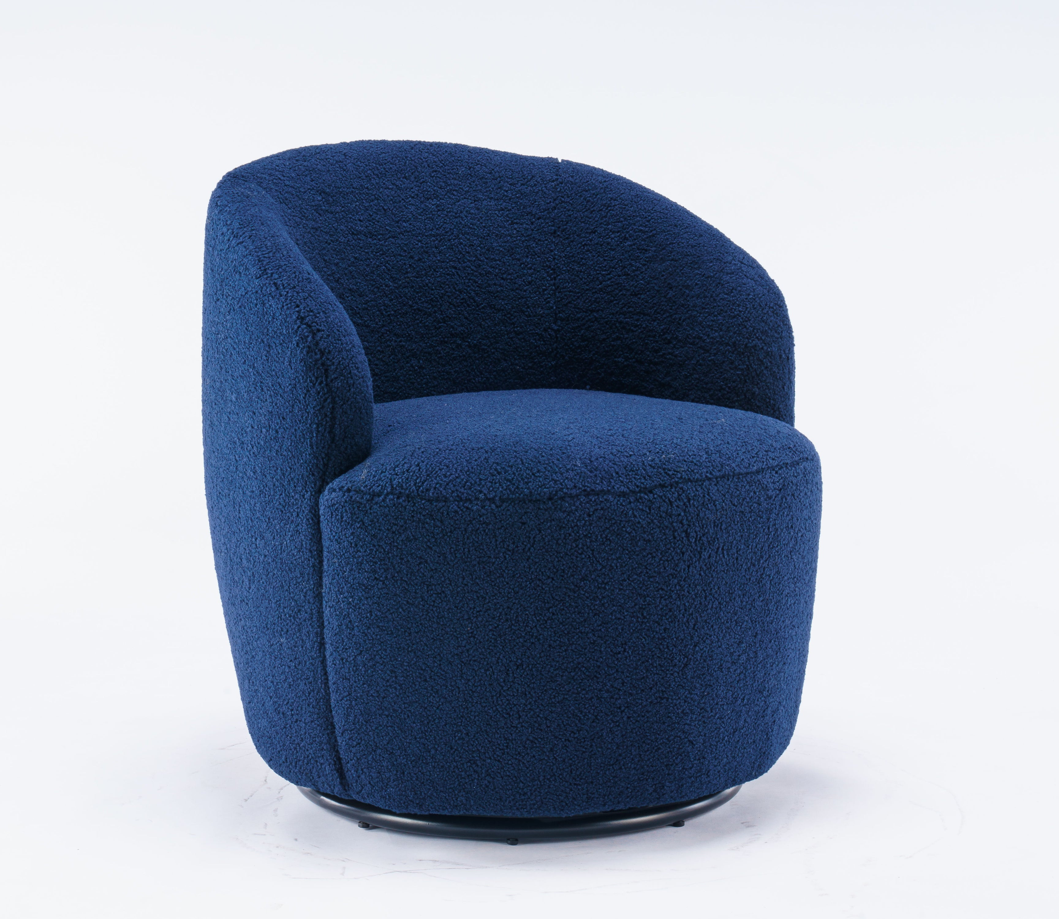 Teddy Fabric Swivel Accent Armchair Barrel Chair With Powder Coating Metal Ring