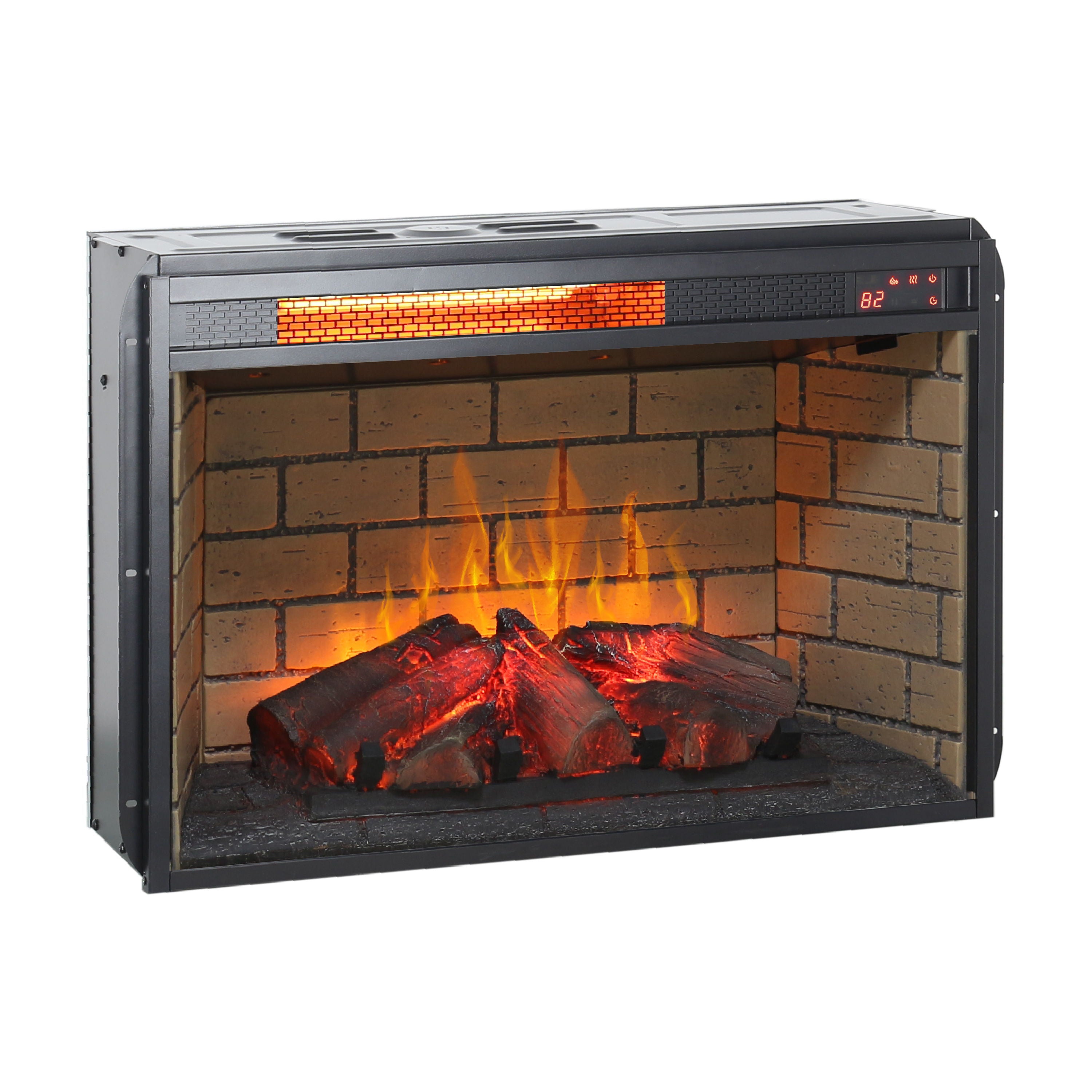 Infrared Quartz Heater Fireplace Insert -Woodlog Version With Brick