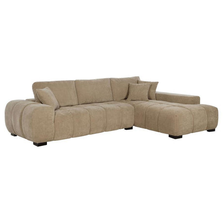 Octavia - Upholstered Sectional Chaise Sofa Light Brown by Coaster Fine Furniture | Bel Furniture