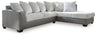 Clairette Court - Sectional Dark Gray 2 Pc. Right Arm Facing Corner Chaise Sectional by Benchcraft® | Bel Furniture