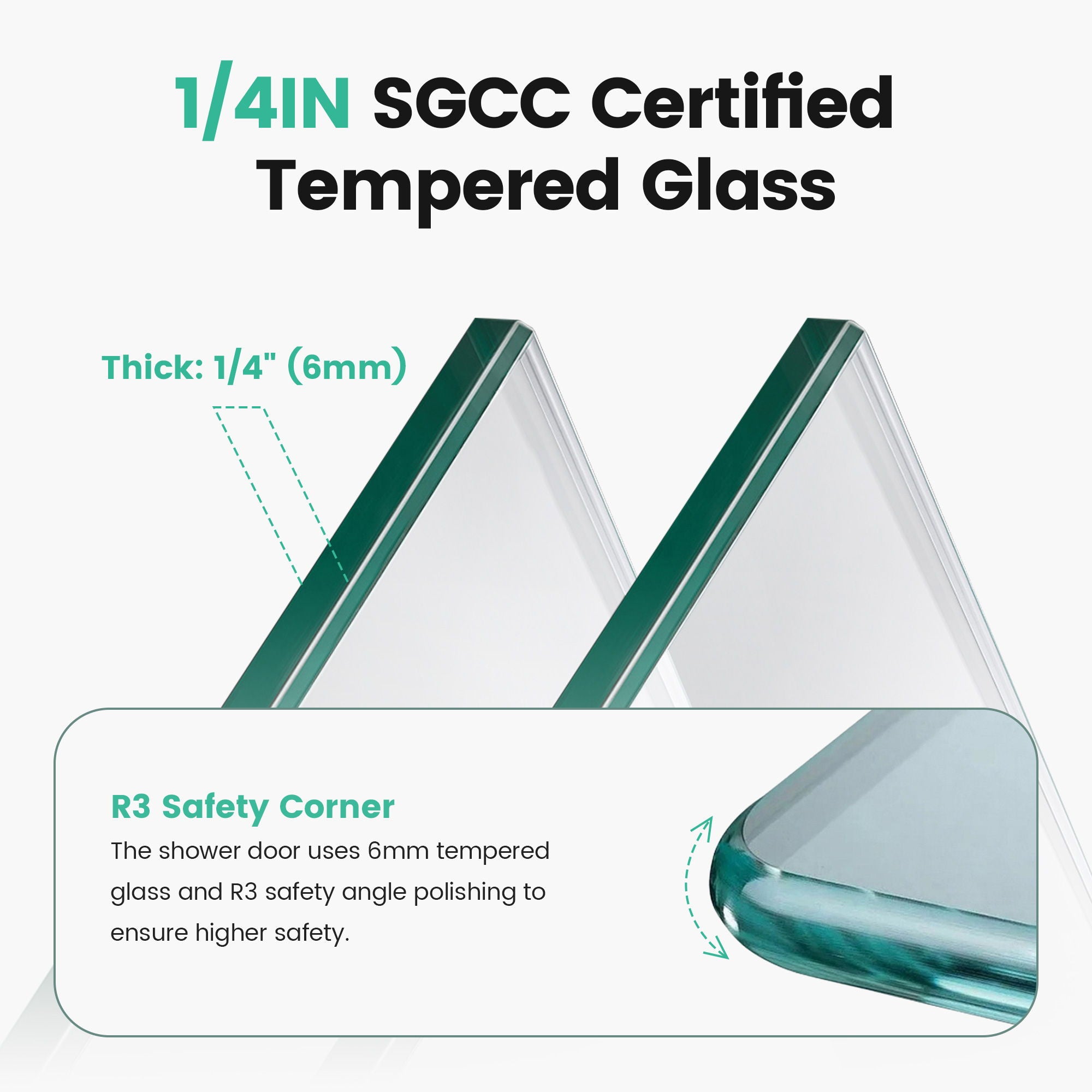 56" -60" W*58" H Semi-Frameless Double Sliding Tub Door, Bypass Bathtub Shower, 1 / 4" (6Mm) Thick SGCC Tempered Glass Door - Chrome