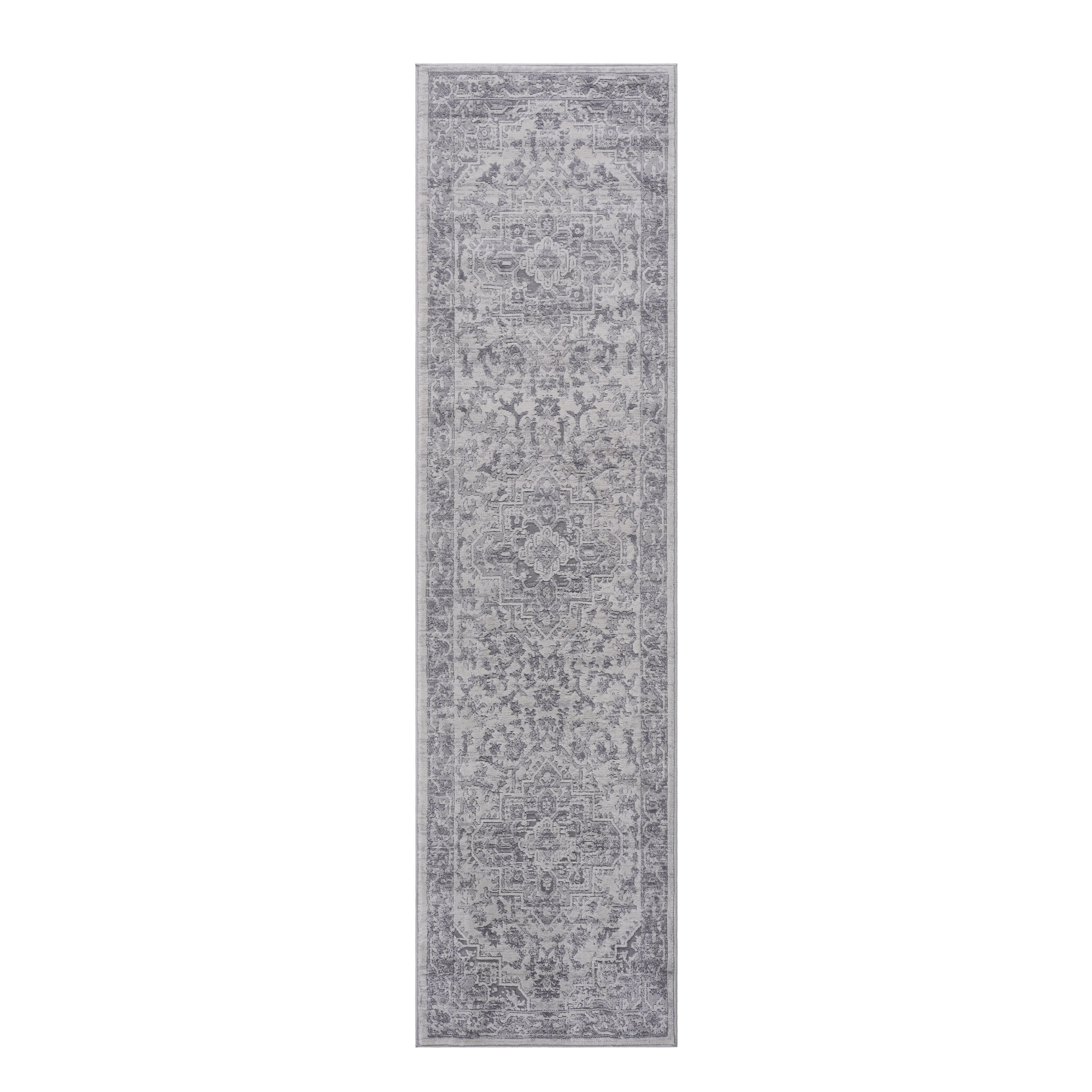 2' x 8' Oriental Non-Shedding Stylish And Stain Resistant Area Rug - Silver