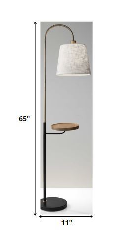 Tray Table Floor Lamp With White Solid Color Empire Shade - Brass