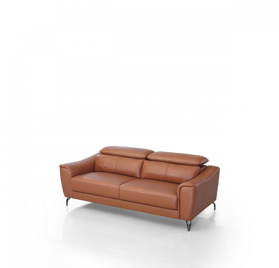 Urban Leather Adjustable Headrest Sofa - Brown