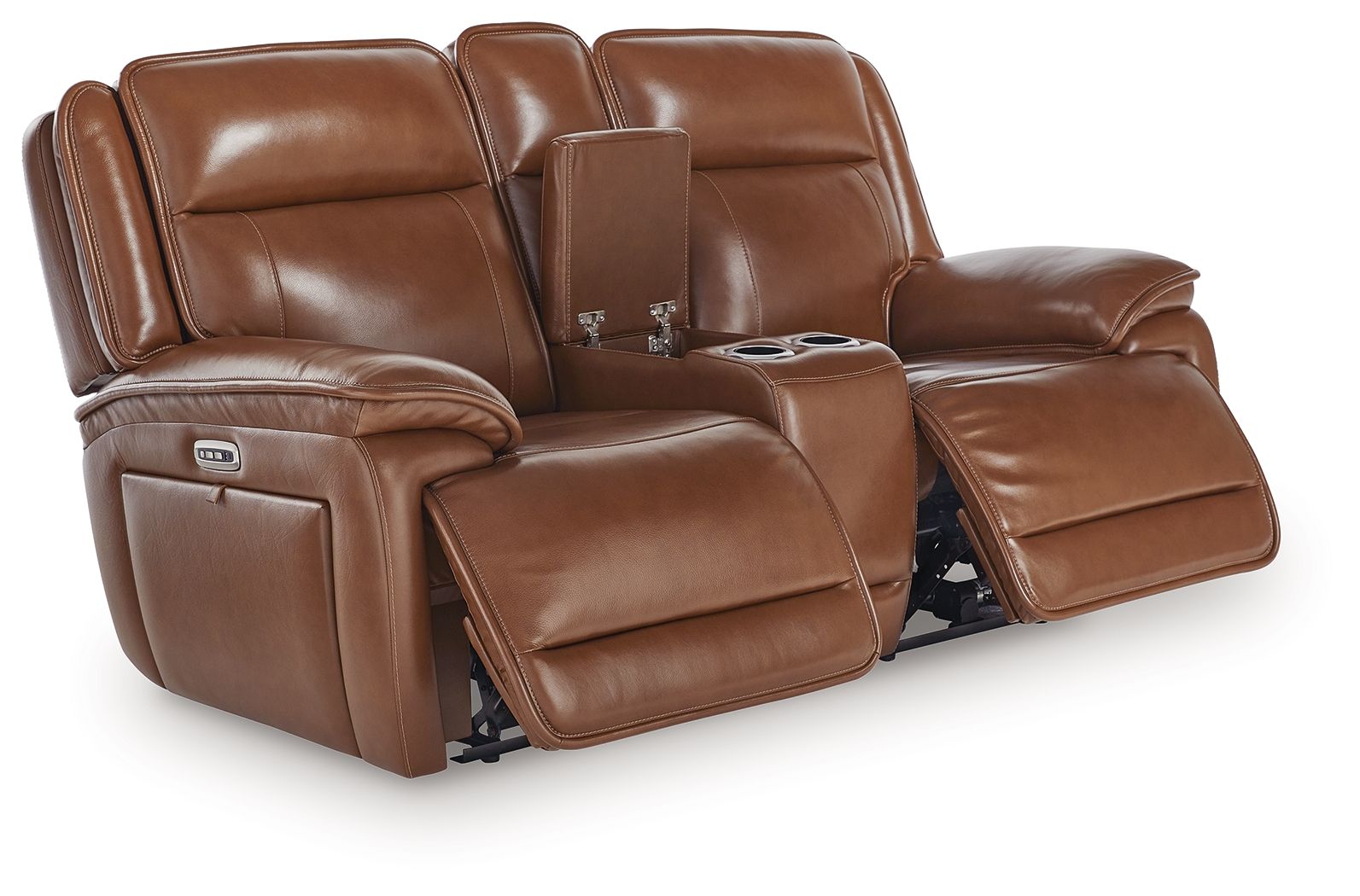 エリ Healy Pier - Chocolate - Power Reclining Loveseat With Console