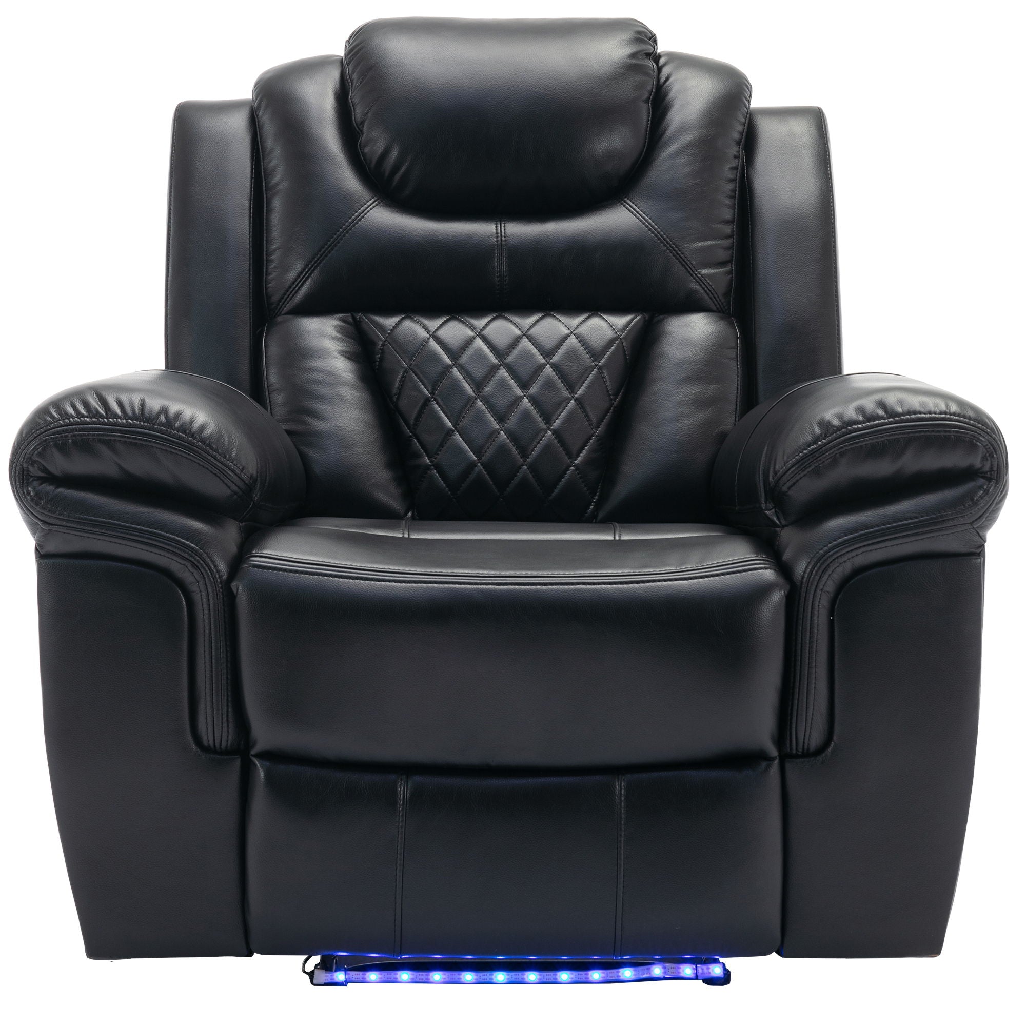 Home Theater Seating Manual Recliner Chair, Led Light Strip For Living Room - Black