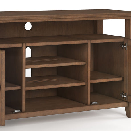 Amherst - TV Media Stand - Rustic Natural Aged Brown by Simpli-Home | Bel Furniture