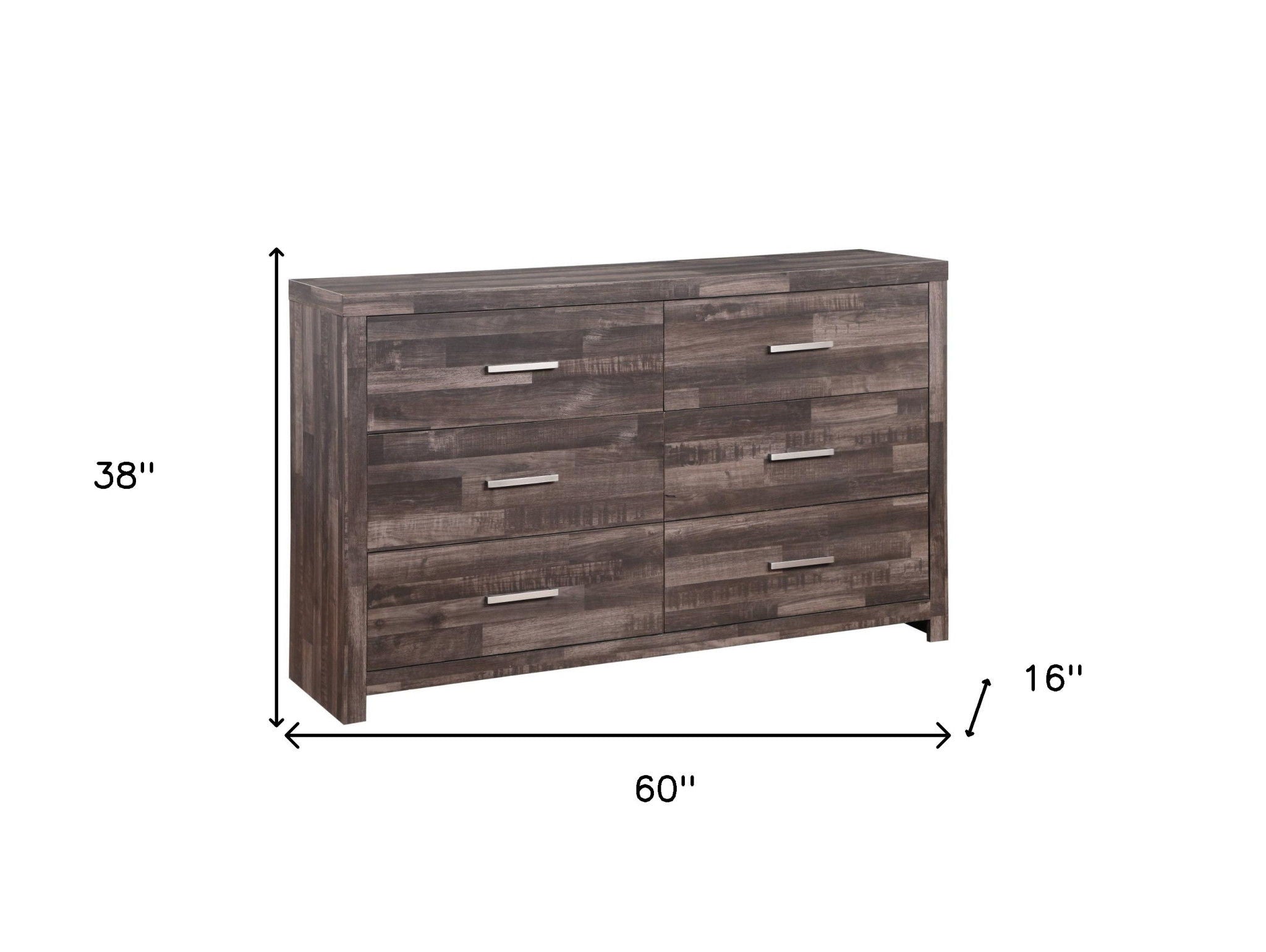 Solid Wood Six Drawer Double Dresser - Dark Brown