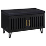 Brixton - 2-Door Padded Entryway Shoe Storage Bench Black by Coaster Fine Furniture | Bel Furniture