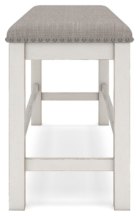 Robbinsdale - Antique White - Dbl Counter Height Upholstered Dining Bench by Signature Design by Ashley® | Bel Furniture