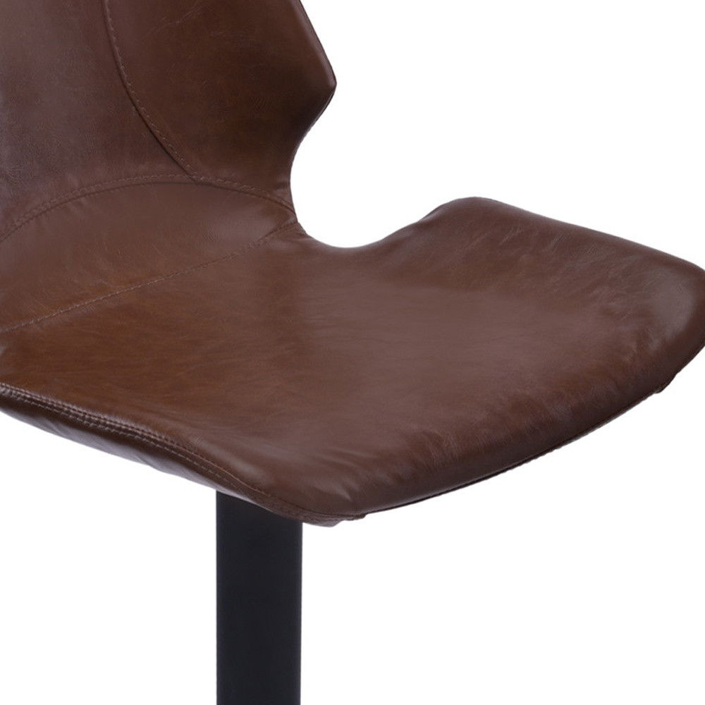 Faux Leather Swivel Low Back Adjustable Height Bar Chair - Coffee / Black