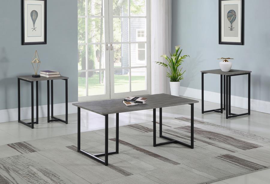 Nyla - 3 Piece Engineered Wood Coffee Table Set Weathered - Gray by CoasterEveryday | Bel Furniture
