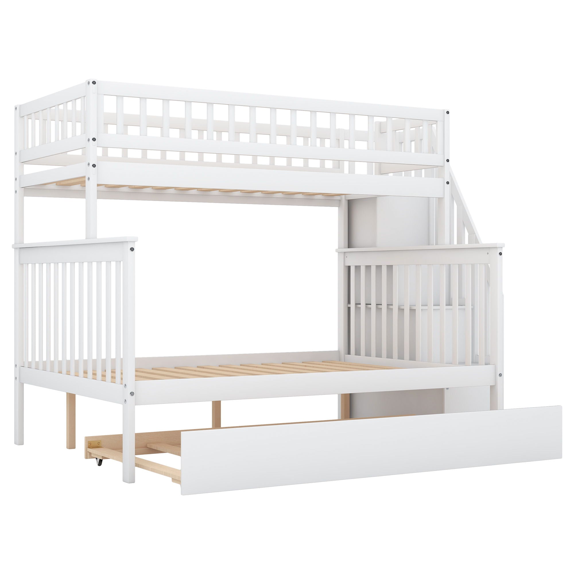 Twin Over Full Bunk Bed With Trundle And Staircase