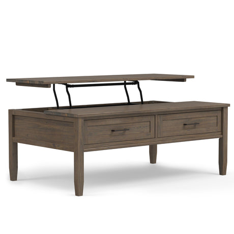 Ela - Lift Top Coffee Table - Smoky Brown by Simpli-Home | Bel Furniture