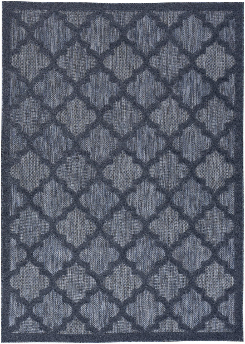 6' X 9' Geometric Flatweave Area Rug - Navy Blue