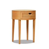 Cabana - Round Cane Storage Side Table - Natural Brown Oak by Jennifer Taylor Home | Bel Furniture