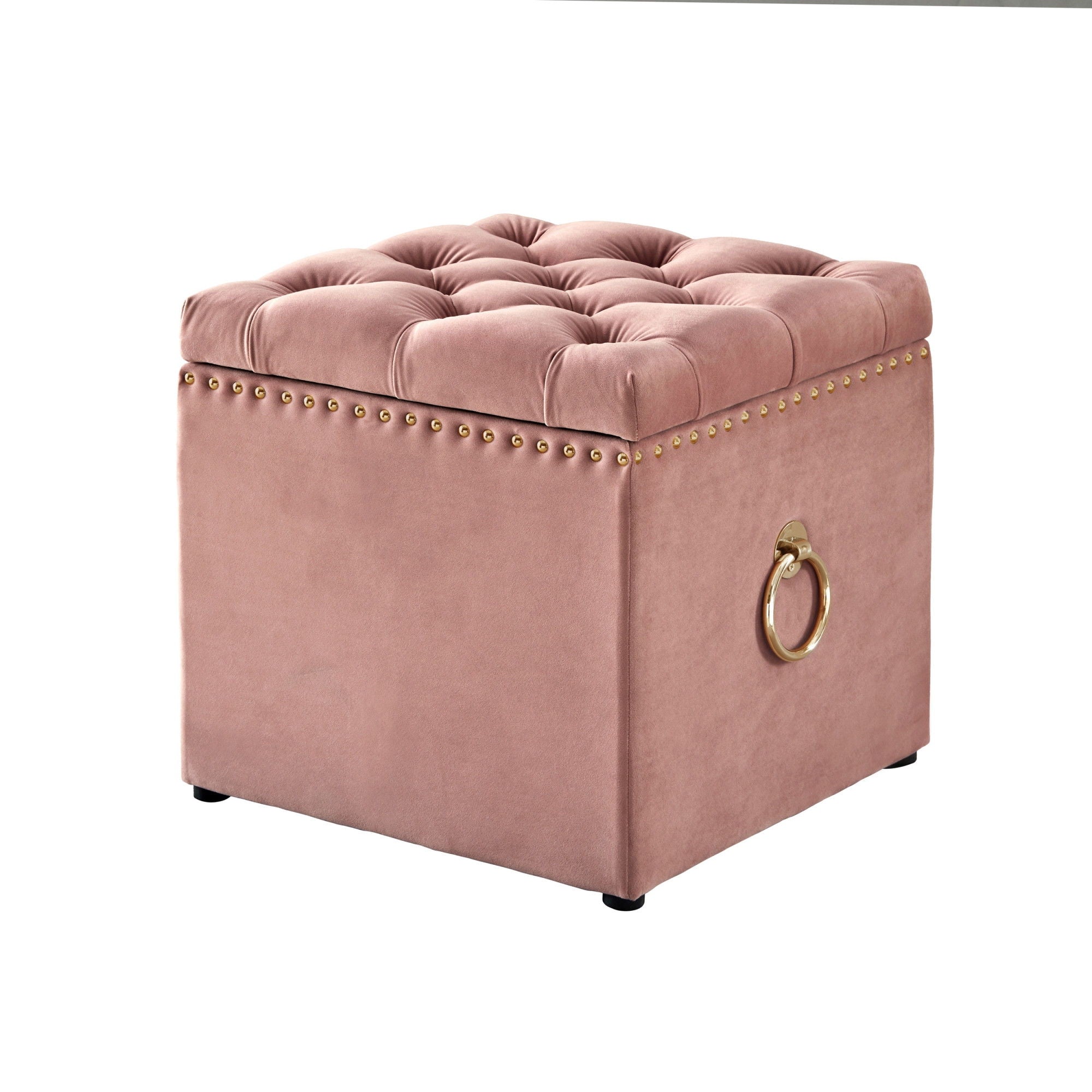 Velvet Tufted Storage - Blush / Black