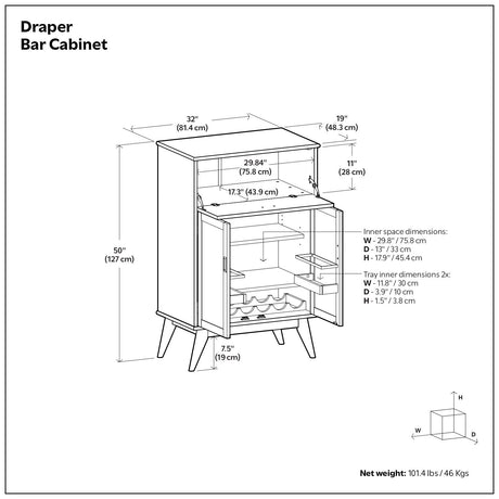 Draper - Mid Century Bar Cabinet - view 6
