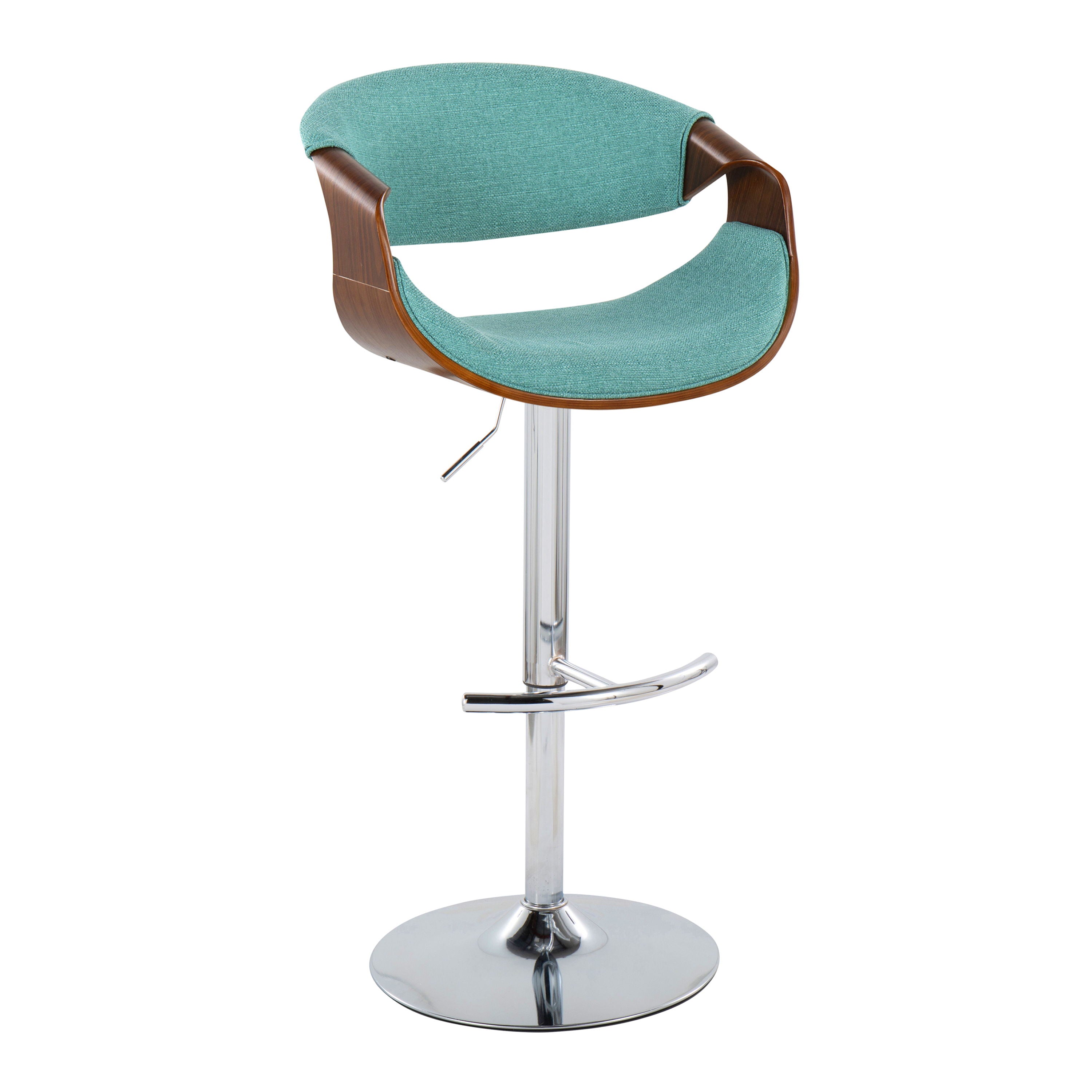 Curvo - Mid Century Modern Adjustable Barstool With Swivel With Rounded T Footrest (Set of 2)