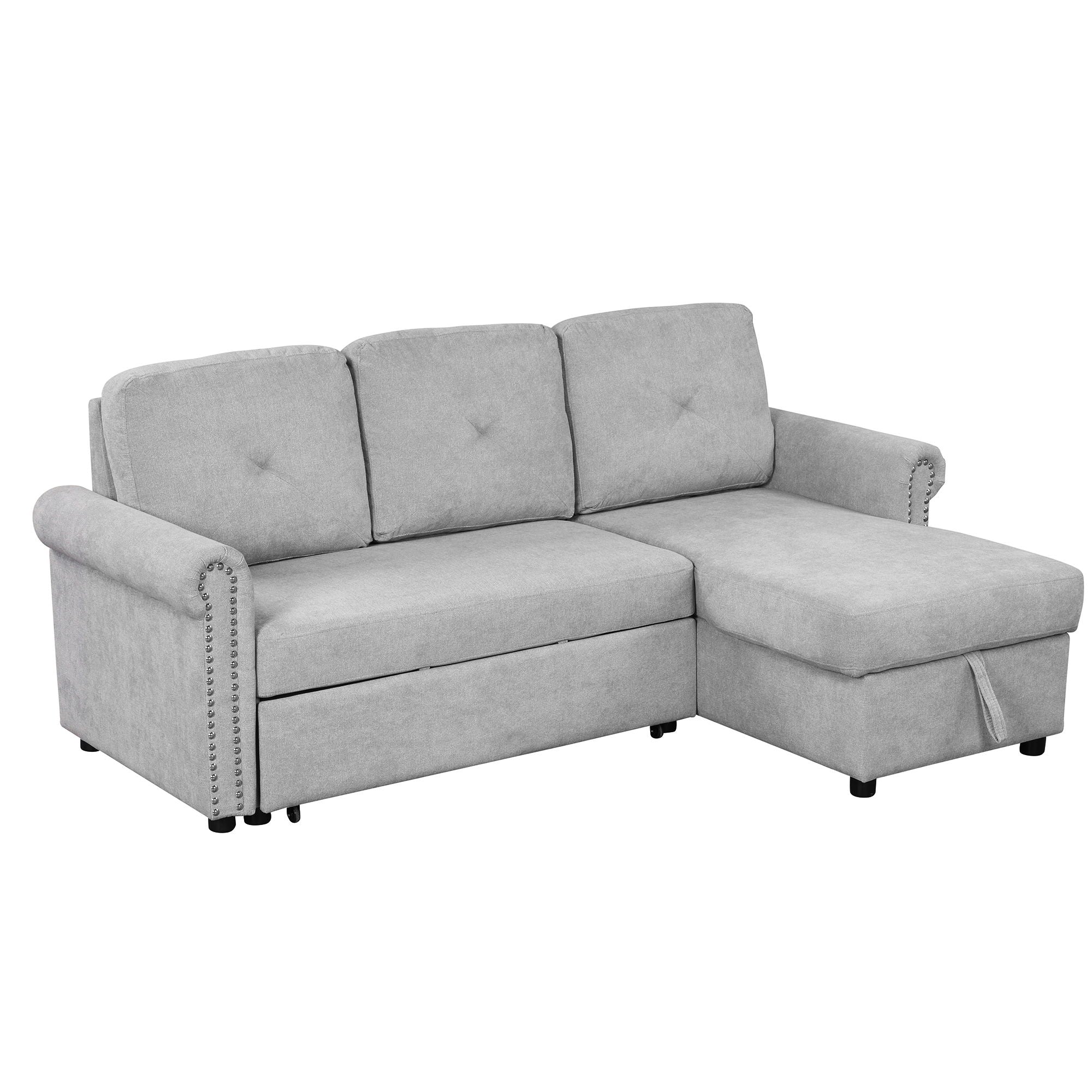 Modern Convertible Sleeper Sofa Bed With Storage Chaise