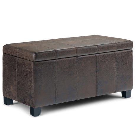 Dover - Storage Ottoman Bench - Distressed Brown by Simpli-Home | Bel Furniture