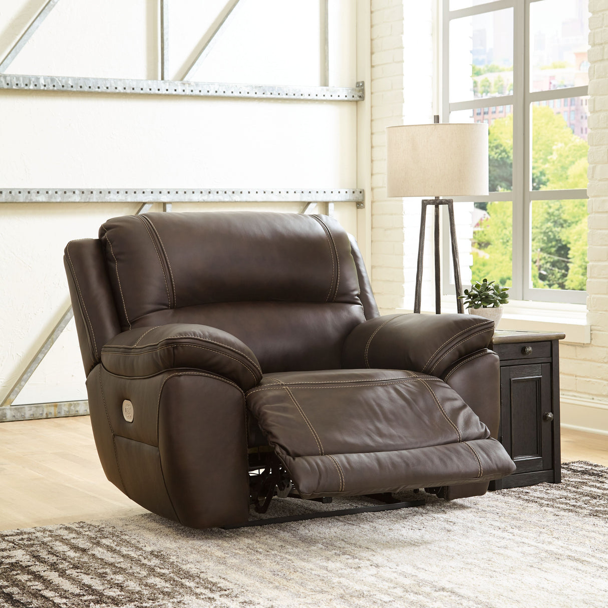 Dunleith - Chocolate - Zero Wall Recliner w/PWR HDRST by Signature Design by Ashley® | Bel Furniture