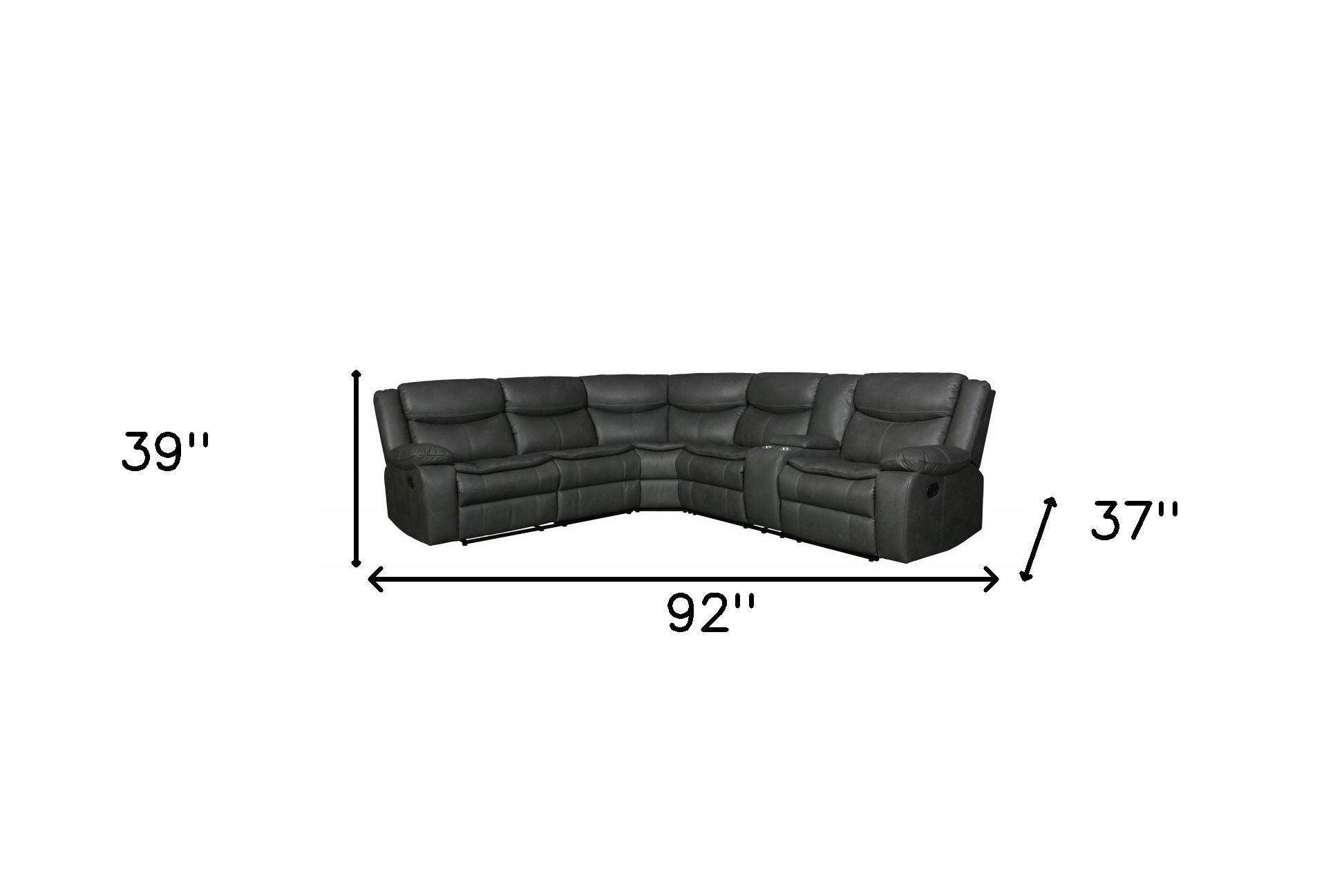 Polyester Blend Reclining U Shaped Three Piece Corner Sectional With Console - Gray