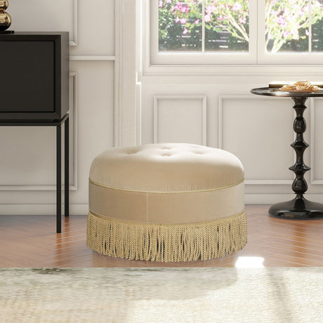 Yolanda - Round Upholstered Accent Ottoman by Jennifer Taylor Home | Bel Furniture