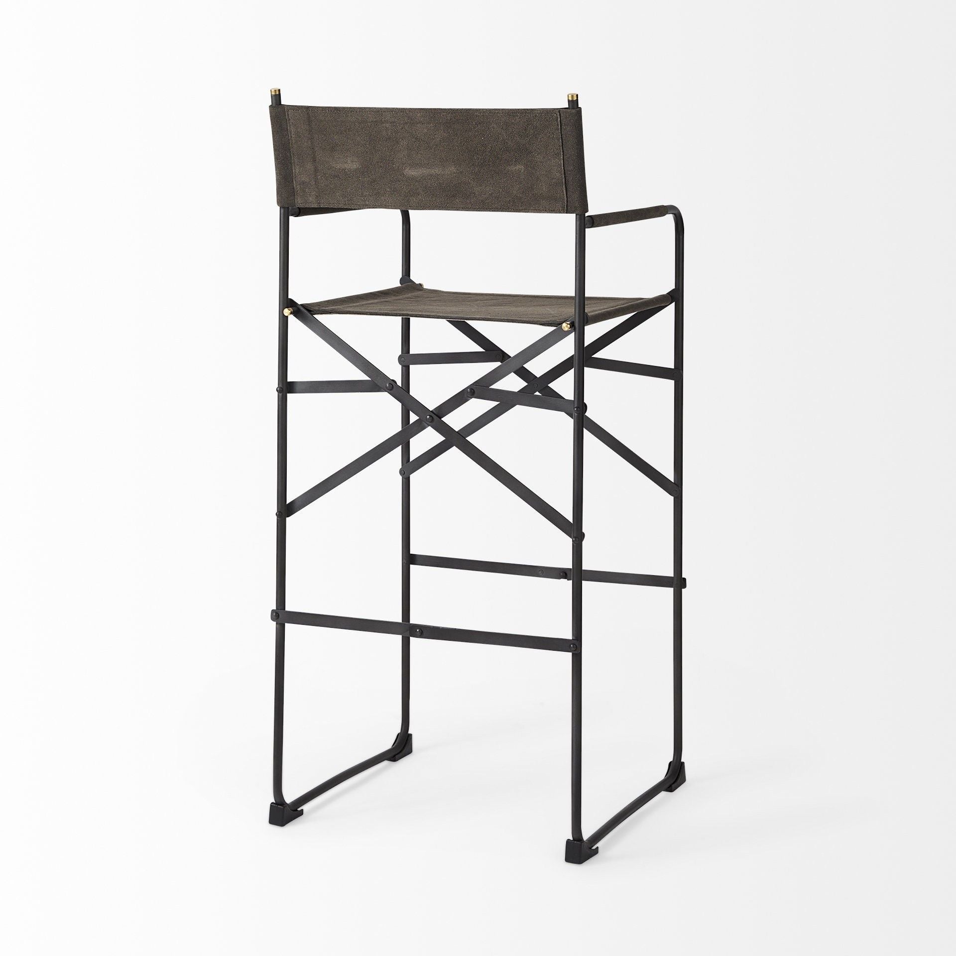 Leather And Metal Bar Chair - Brown