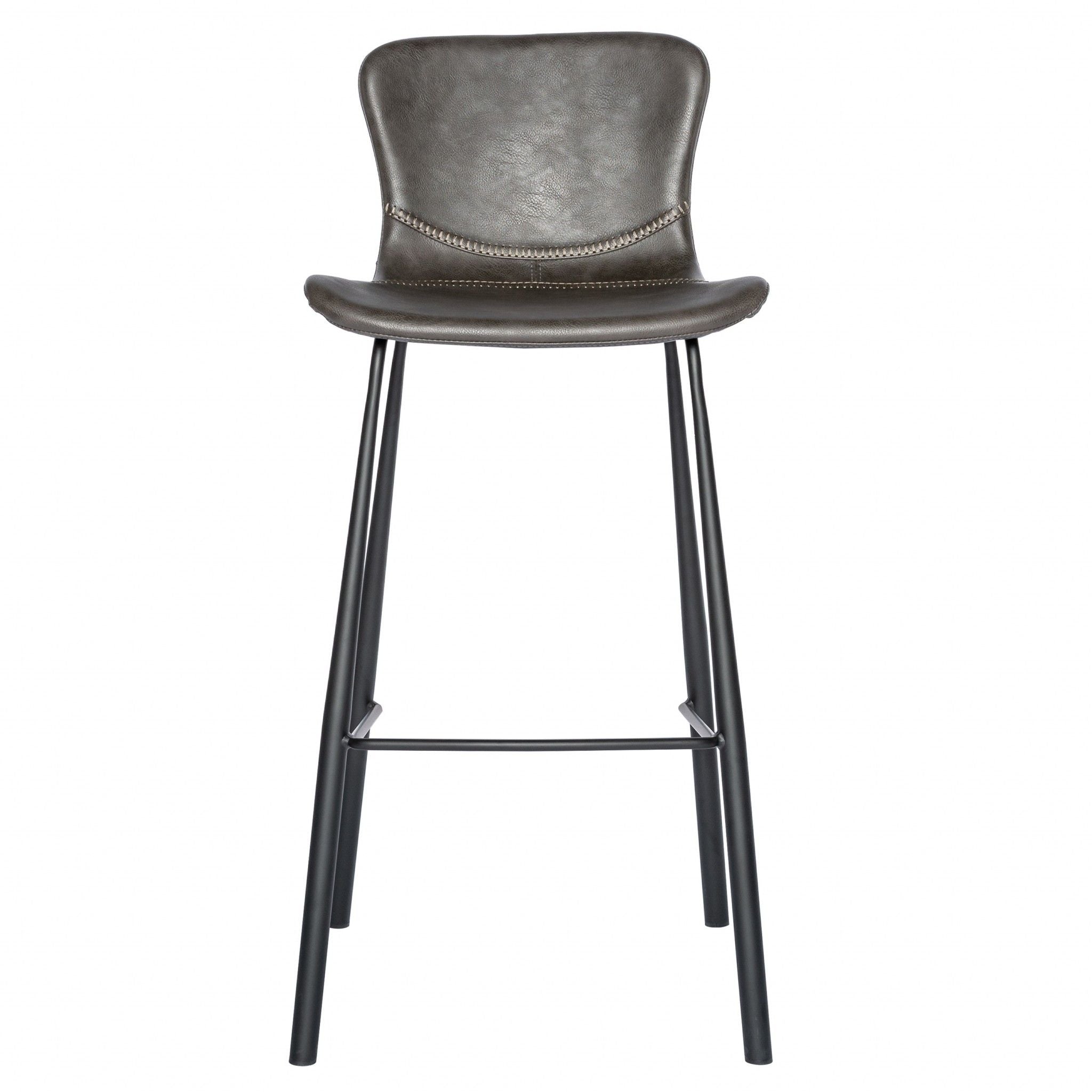 Steel Low Back Bar Height Bar Chairs (Set of 2) - Gray / Black