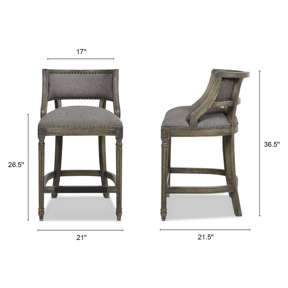 Paris - Farmhouse Counter Height Bar Stool With Backrest by Jennifer Taylor Home | Bel Furniture