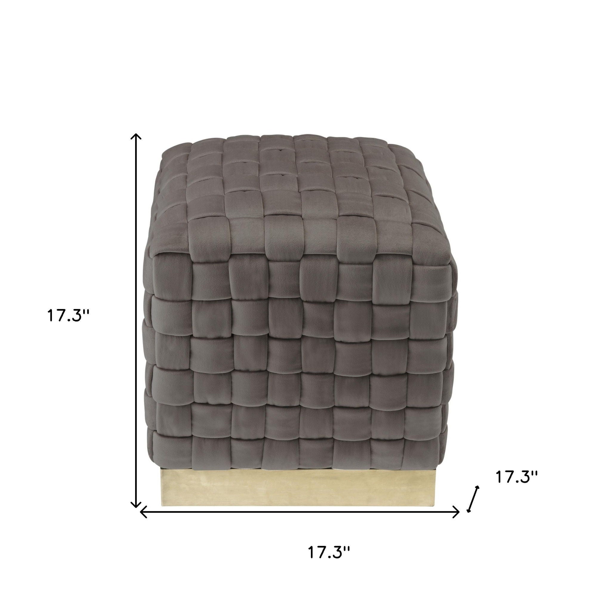 Velvet Ottoman - Taupe / Gold