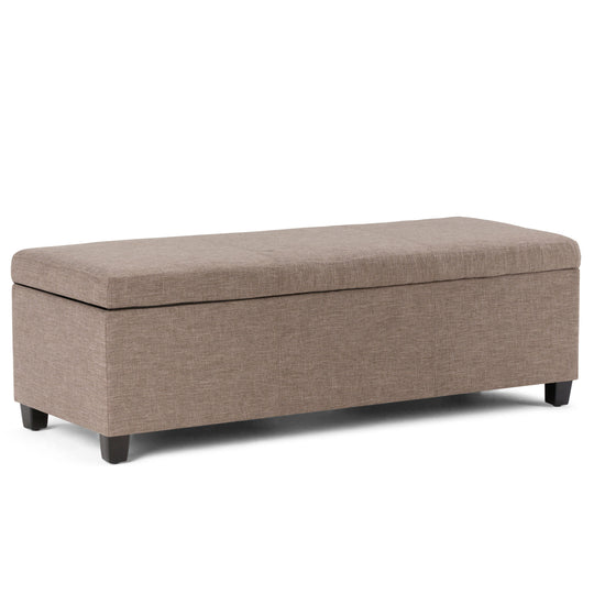 Avalon - Multifunctional Storage Ottoman Bench Light Brown 48.4"W x 18.1"D x 16.1"H Fabric by Simpli-Home | Bel Furniture
