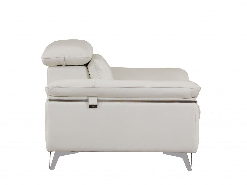 Silver Legs Italian Leather Sofa - White