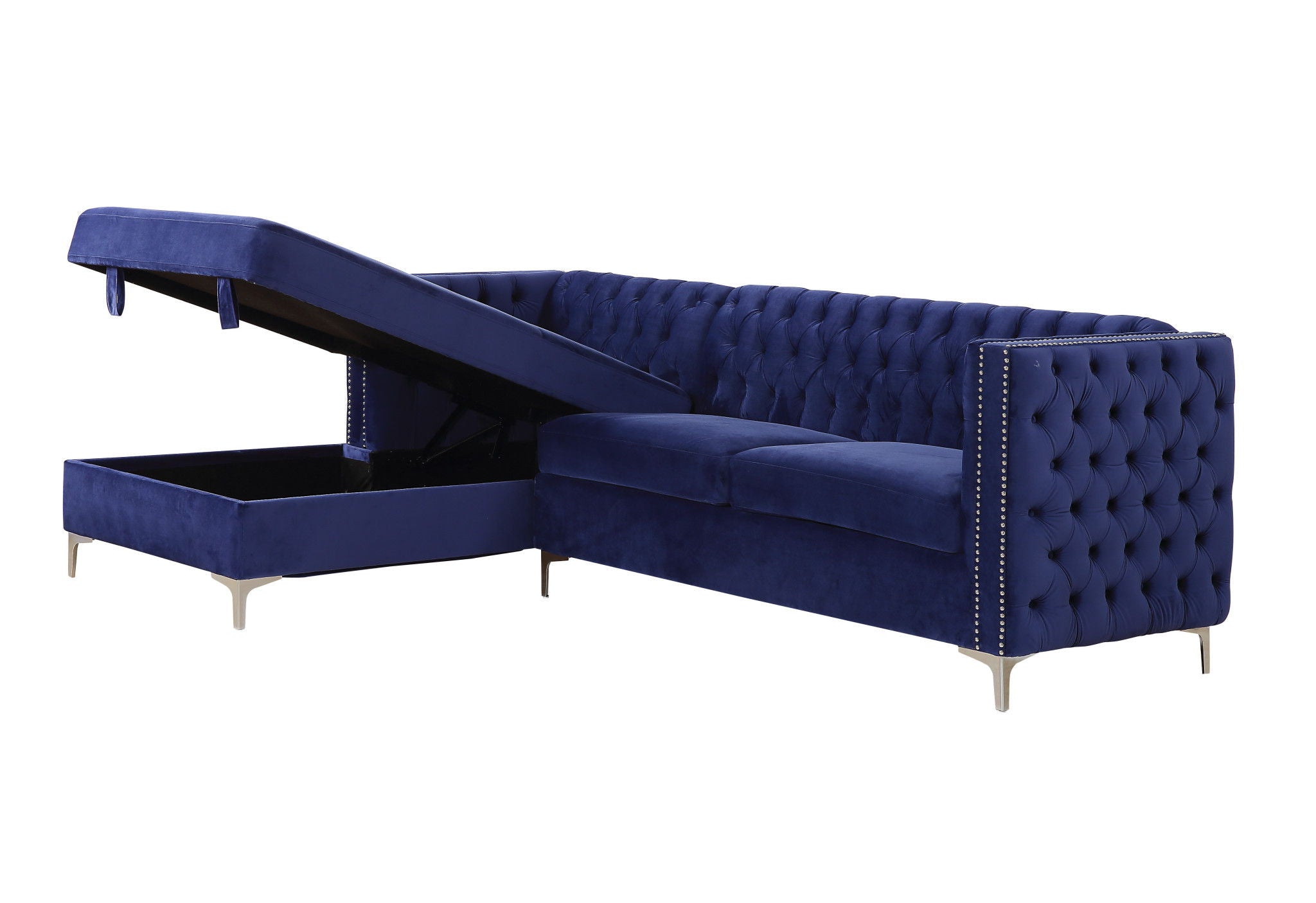 Velvet L Shaped Seating Component - Blue