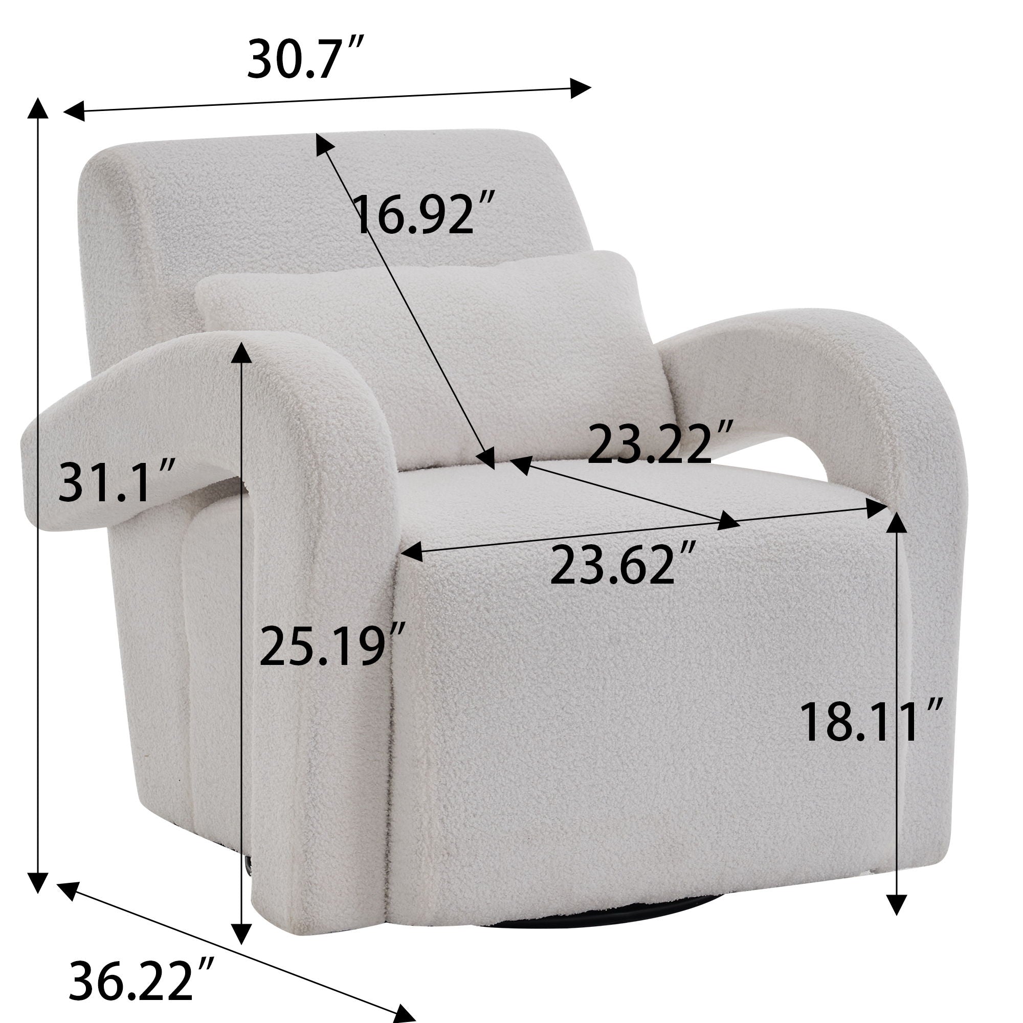 Cozy Teddy Fabric Armchair, Modern Sturdy Lounge Chair With Curved Arms And Thick Cushioning For Plush Comfort