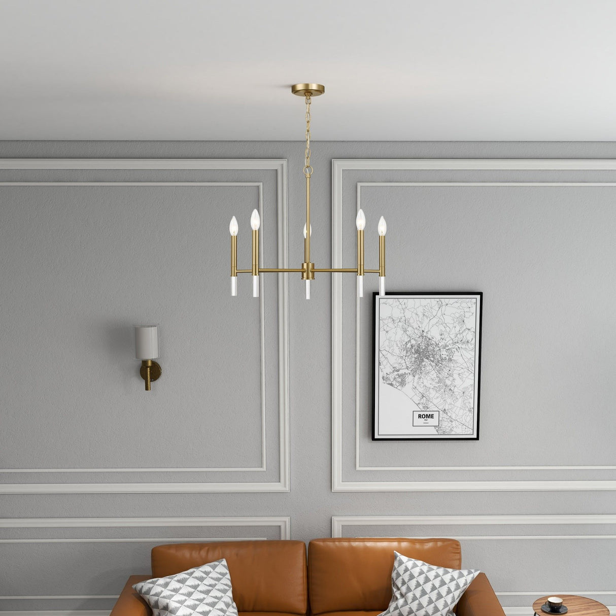 Courtyard - 5 Light Candle Light Chandelier - Clear / Gold by Ashcroft Furniture | Bel Furniture