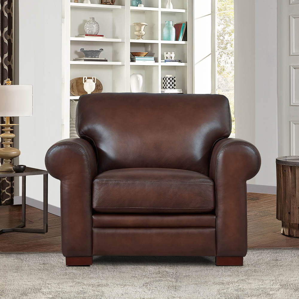 Brookfield - Top Grain Leather Chair Dark Brown by Hydeline Furniture | Bel Furniture