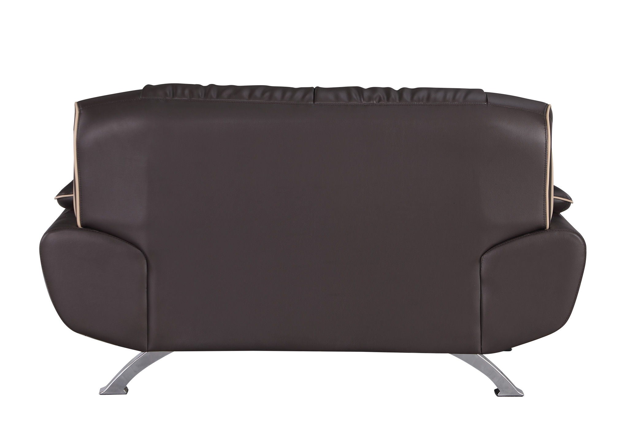 Faux Leather Love Seat - Silver / Brown