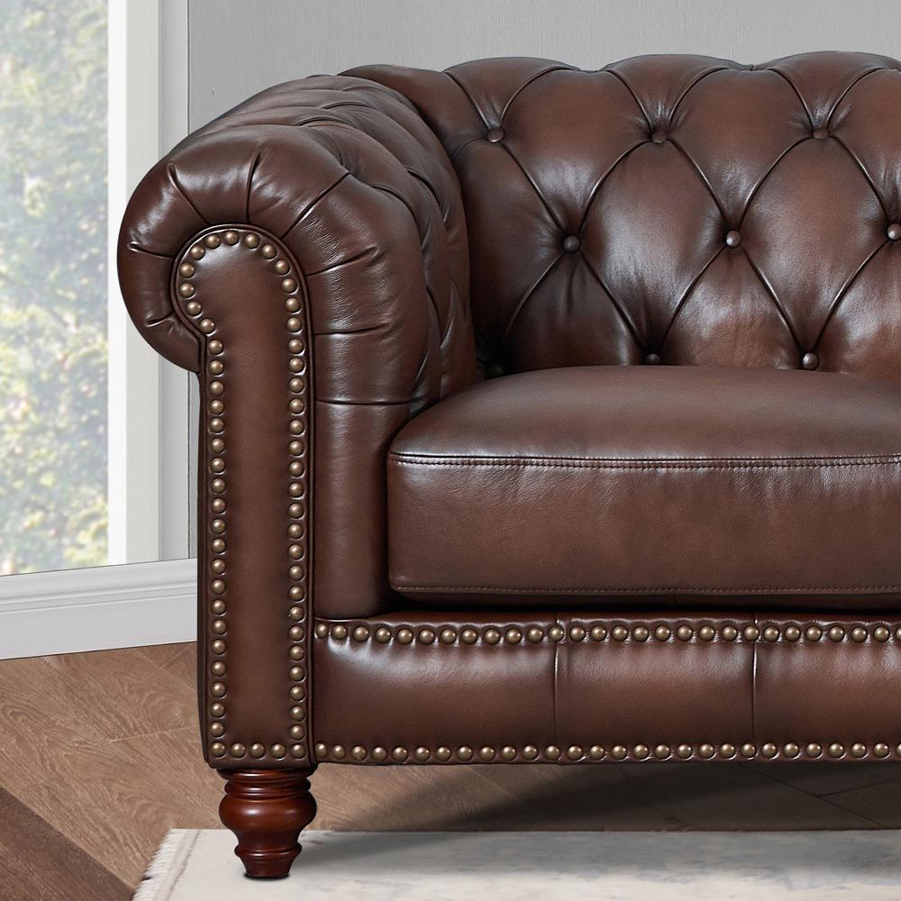 Alton Bay-Top Grain Leather Chair - Brown by Hydeline Furniture | Bel Furniture