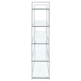 Elmer - 5-Shelf Bookshelf - Clear And Chrome by CoasterElevations | Bel Furniture