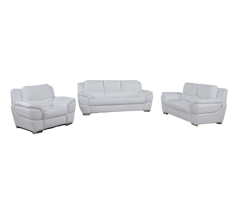 Three Piece Indoor Genuine Leather Six Person Seating Set - White