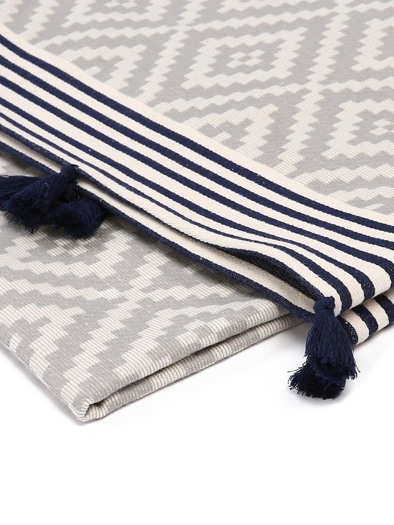 Tribal Design Turkish Towel Beach Blanket - Gray