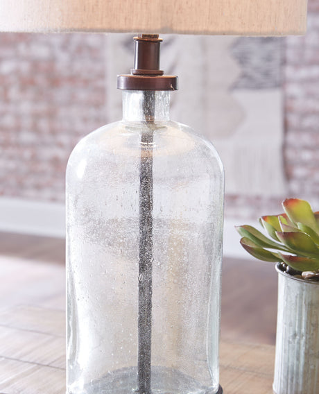Bandile - Clear / Bronze Finish - Glass Table Lamp by Signature Design by Ashley® | Bel Furniture