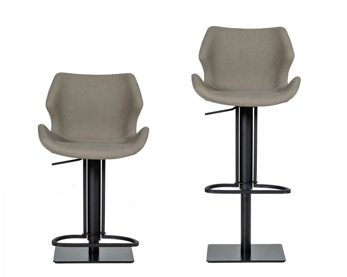 Faux Leather And Stainless Steel Swivel Low Back Bar Height Bar Chair - Gray / Black