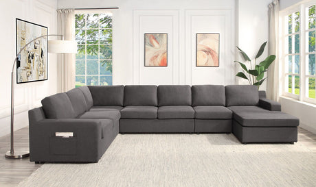Waylon - Linen Sectional Sofa by Lilola Home | Bel Furniture