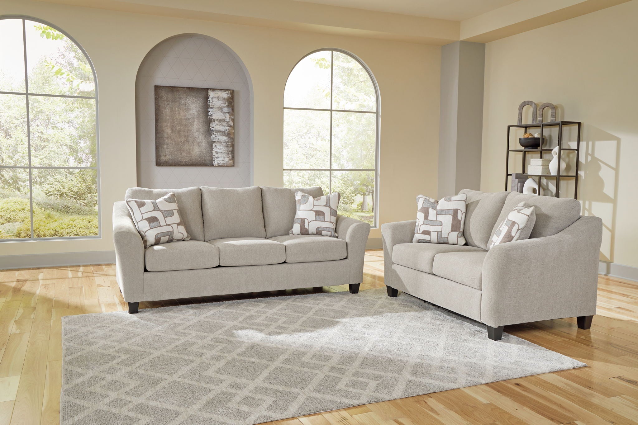 Willarae 2 Piece. Sofa, Loveseat Taupe | Bel Furniture