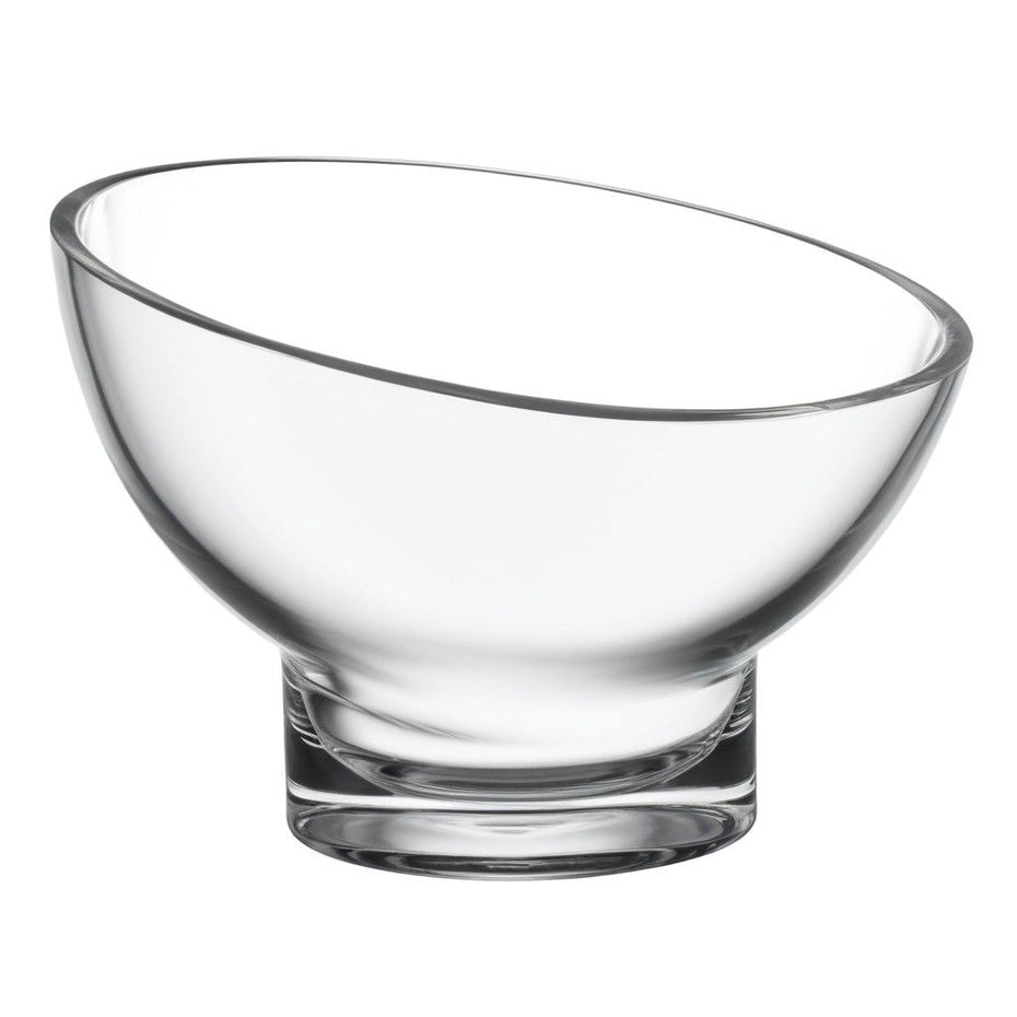 Mouth Blown Slant Edge Glass Candy Bowl - Clear