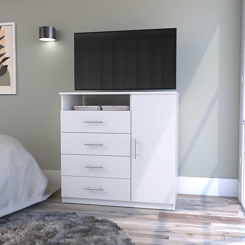 Four Drawer Combo Dresser - White